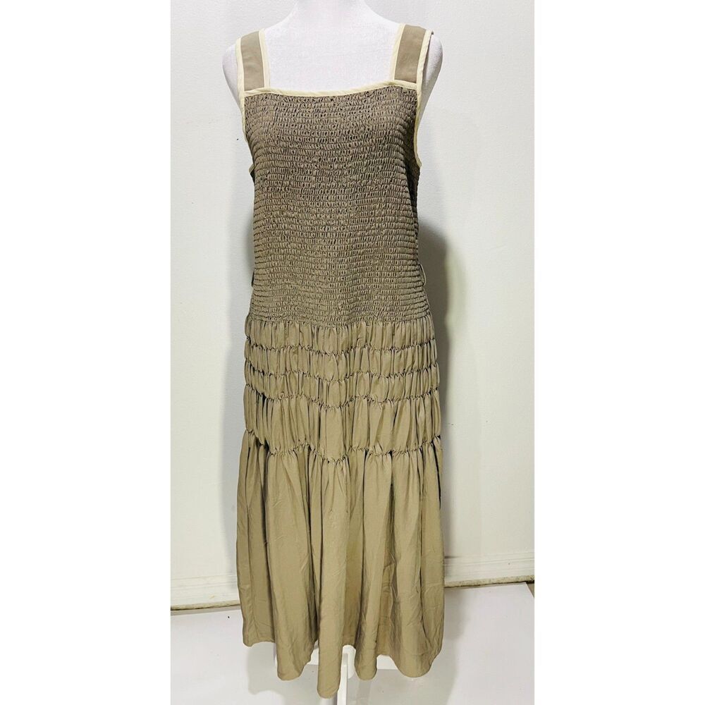 Moon River maxi dress tiered lightweight paper bag top broomstick neutra women M